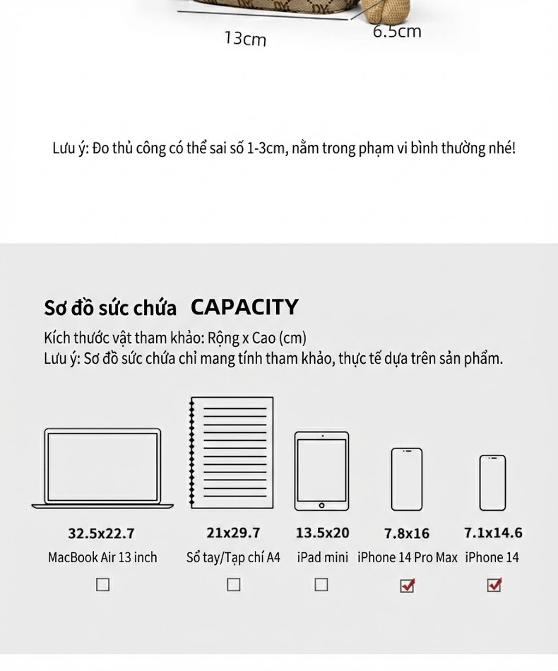Túi đeo chéo nữ mini hình thùng nước họa tiết chữ in chìm phong cách thanh lịch chi tiết 5