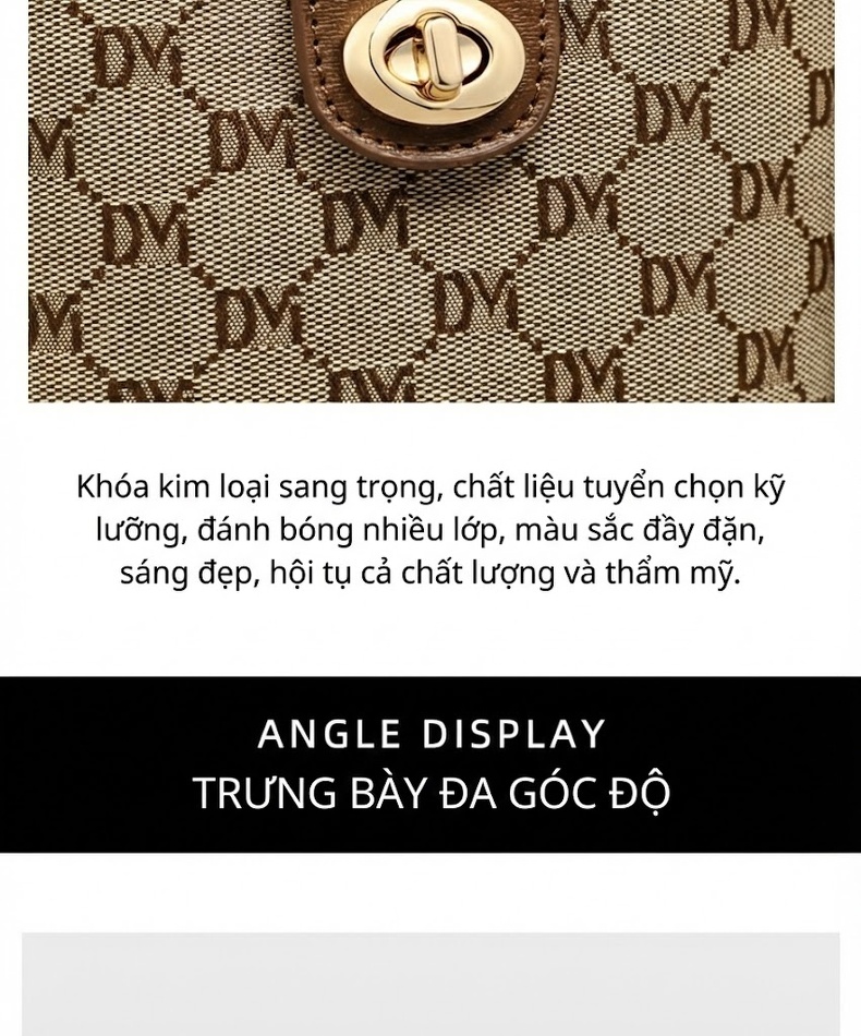 Túi đeo chéo nữ mini hình thùng nước họa tiết chữ in chìm phong cách thanh lịch chi tiết 12