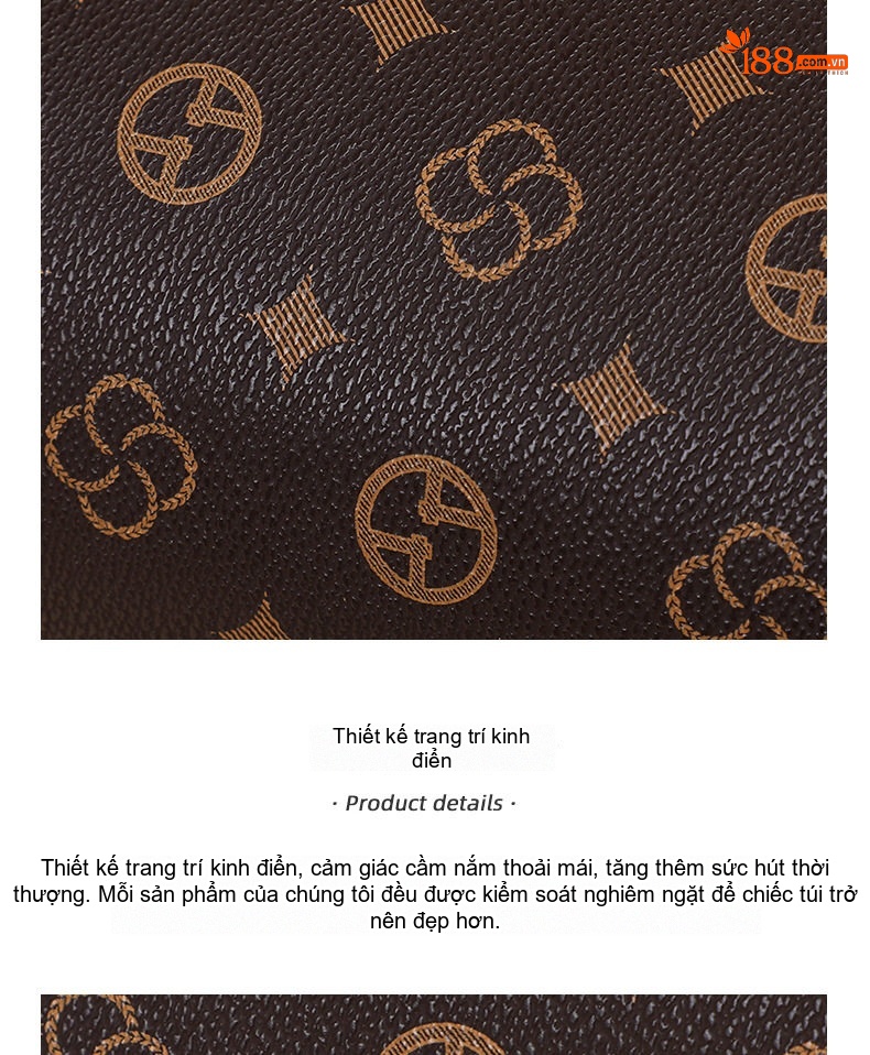 Túi Đeo Chéo Nữ Mini Họa Tiết Vintage Dây Xích Phong Cách Sang Trọng Màu Nâu Đậm, Nâu Nhạt chi tiết 4