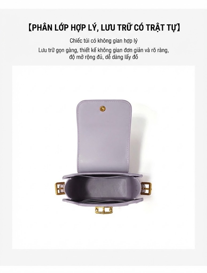 Túi Đeo Chéo Nữ Mini Phối Màu Vải Dệt Kiểu Dáng Vuông Màu Tím, Vàng, Xanh Lá chi tiết 4