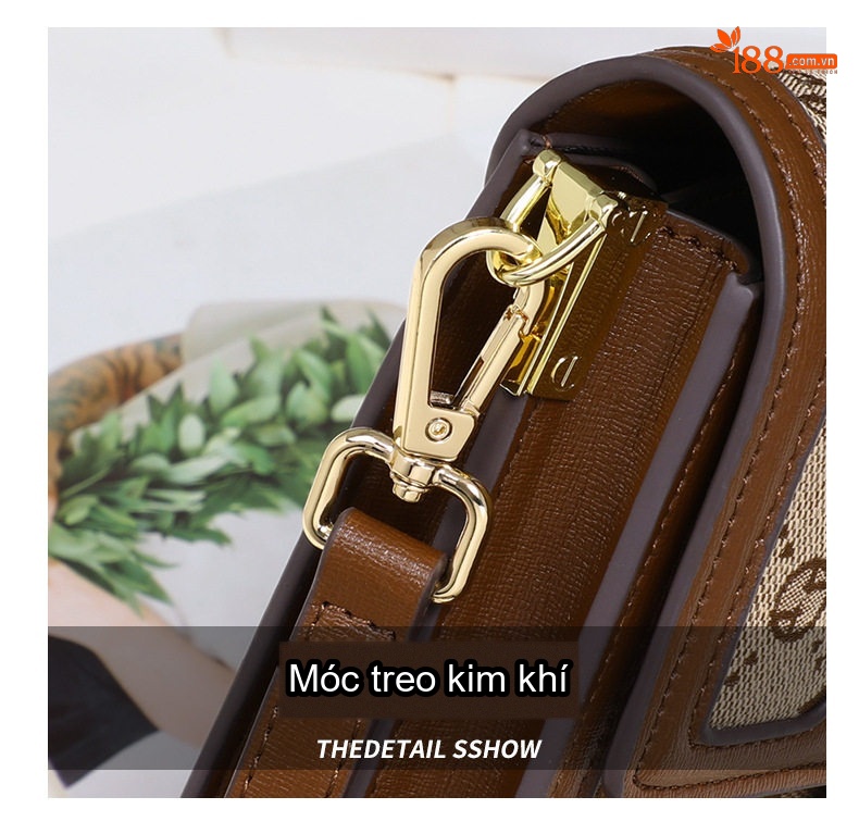 Túi Đeo Chéo Nữ Mini Thiết Kế Sang Trọng Cao Cấp Màu Nâu, Be chi tiết 6