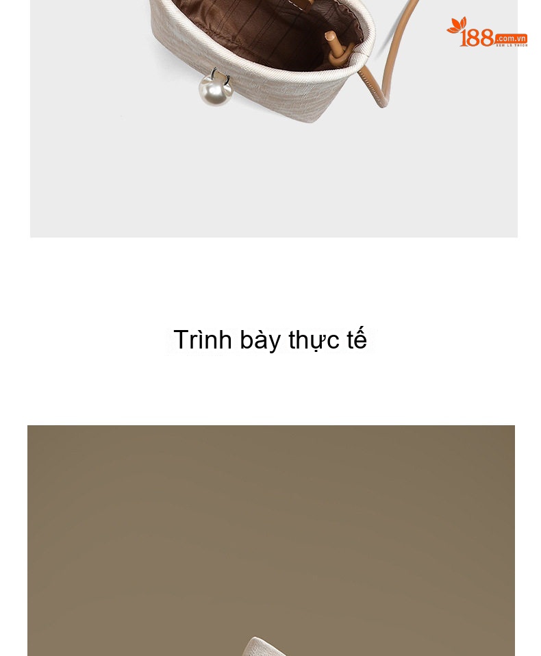 Túi Đeo Chéo Nữ Mini Vải Dệt Nhỏ Gọn Màu Be chi tiết 12