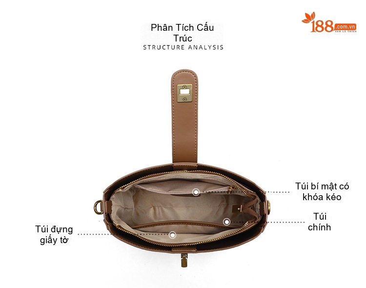 Túi Đeo Chéo Nữ Nỉ Dáng Yên Ngựa Phong Cách Retro Màu Nâu chi tiết 6