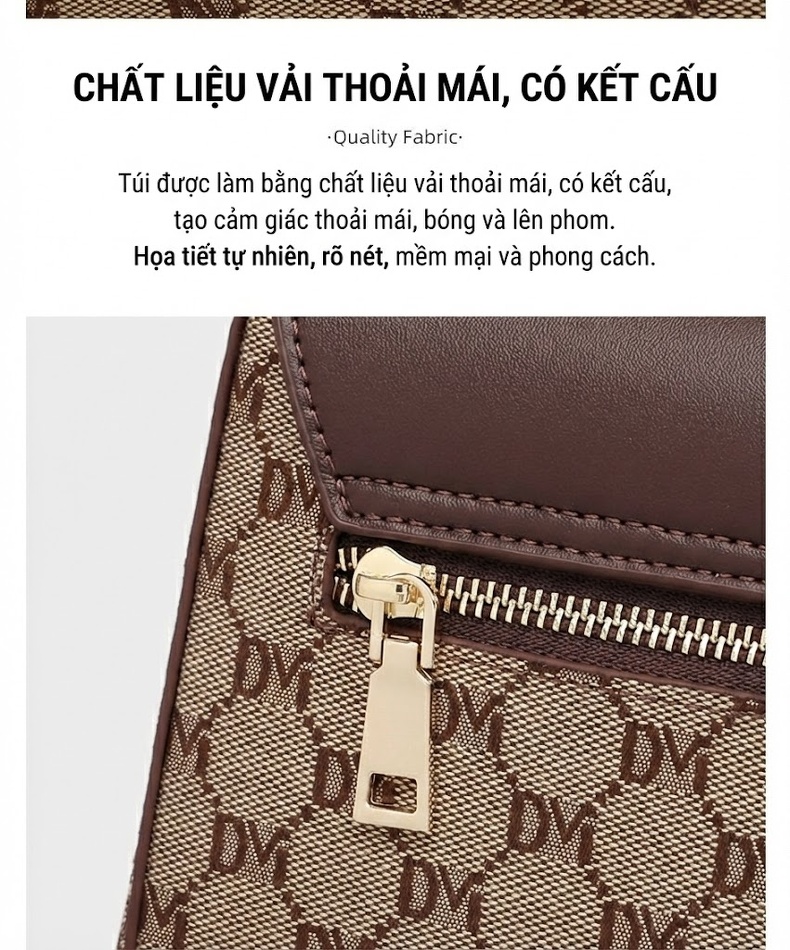 Túi Đeo Chéo Nữ Thiết Kế Nhỏ Gọn Da Bóng Cao Cấp Màu Nâu, Be chi tiết 14