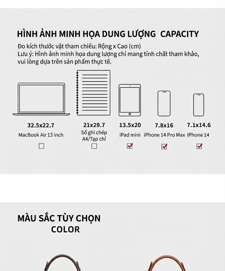 Túi Đeo Chéo Nữ Thiết Kế Nhỏ Gọn Da Bóng Cao Cấp Màu Nâu, Be chi tiết 8