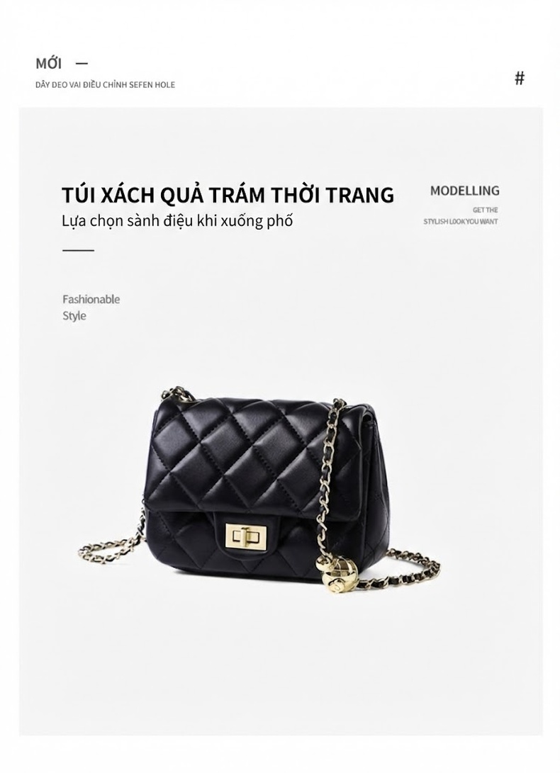 Túi Đeo Chéo Nữ Thiết Kế Pháp Bề Mặt Da Bóng chi tiết 2