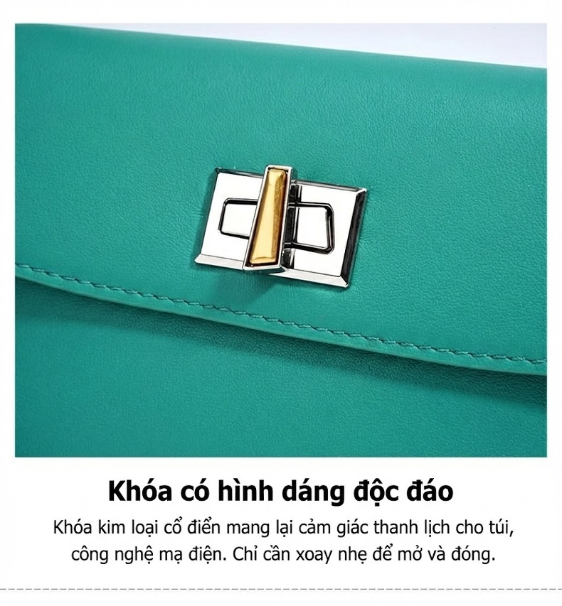 Túi Đeo Chéo Nữ Thiết Kế Tối Giản Phong Cách Hàn Quốc Màu Xanh, Đen, Nâu chi tiết 11