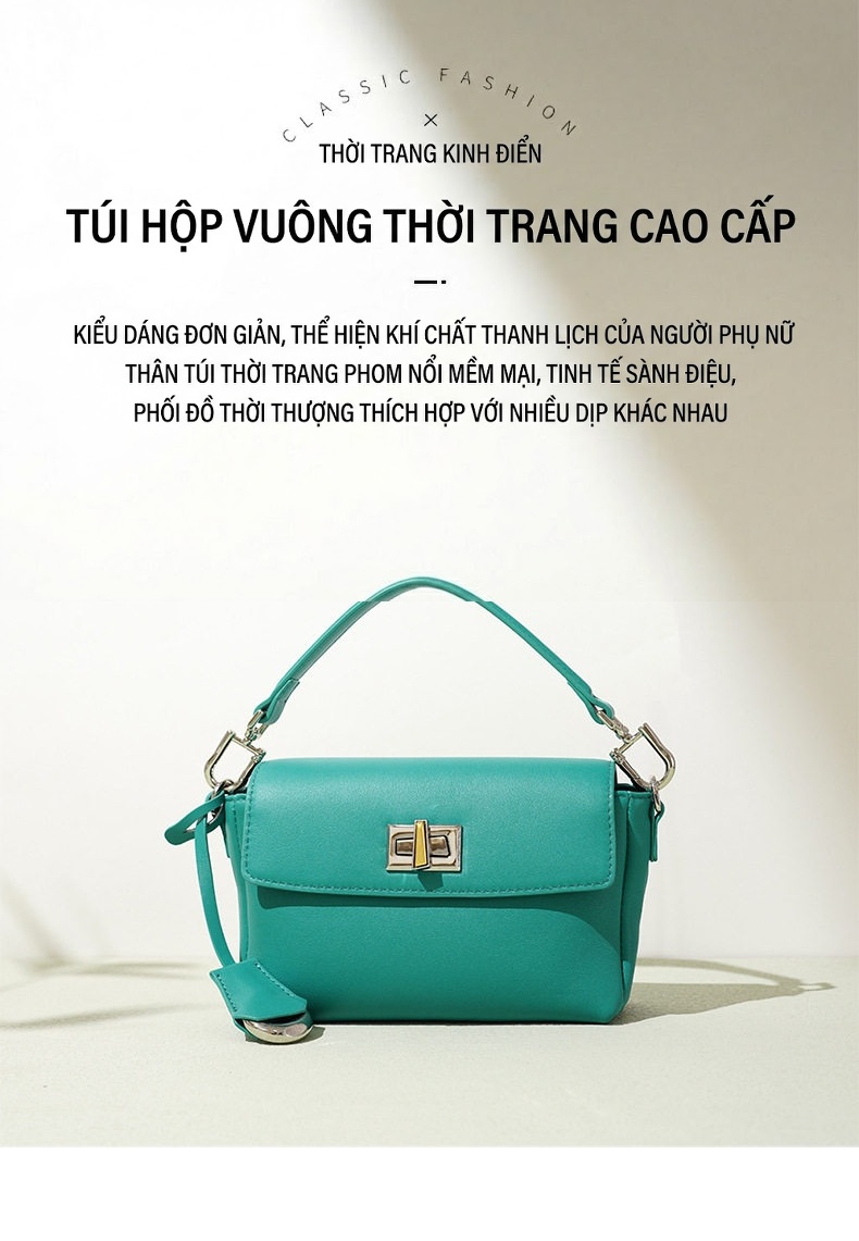 Túi Đeo Chéo Nữ Thiết Kế Tối Giản Phong Cách Hàn Quốc Màu Xanh, Đen, Nâu chi tiết 1