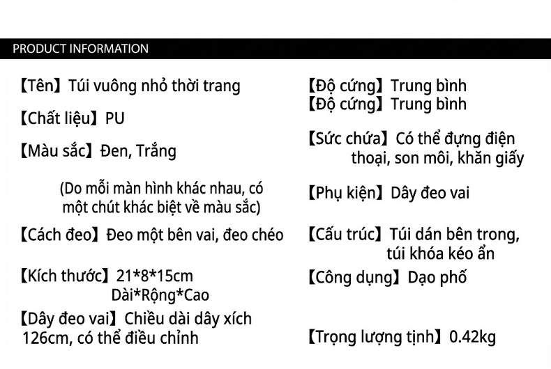Túi Đeo Chéo Nữ Trám Ô Quả Trám Dây Xích Nhỏ Phong Cách Tiểu Hương Màu Đen, Trắng chi tiết 8