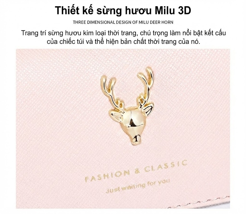 Túi Đeo Chéo Nữ Túi Đeo Vai Mini Dây Xích Họa Tiết Màu Trắng, Hồng chi tiết 3