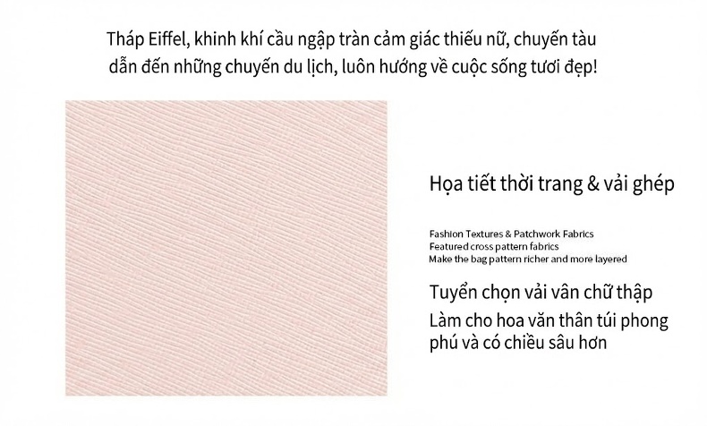 Túi Đeo Chéo Nữ Túi Đeo Vai Mini Dây Xích Họa Tiết Màu Trắng, Hồng chi tiết 6
