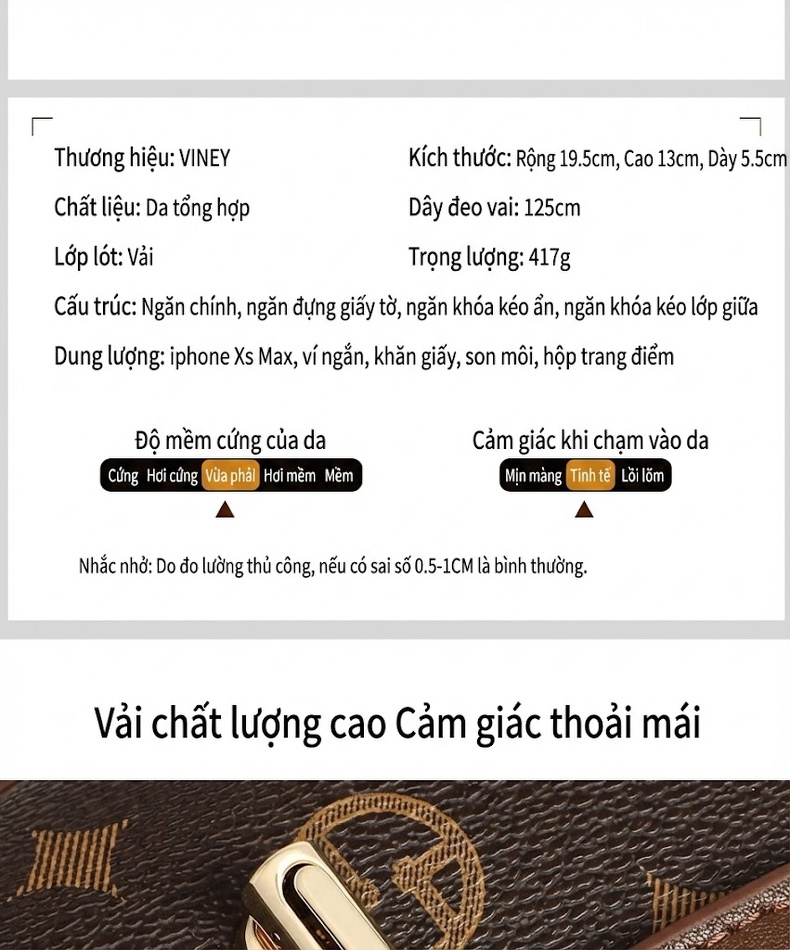 Túi Đeo Chéo Nữ Túi Đeo Vai Nhỏ Kiểu Dáng Vuông Nhỏ Gọn chi tiết 4