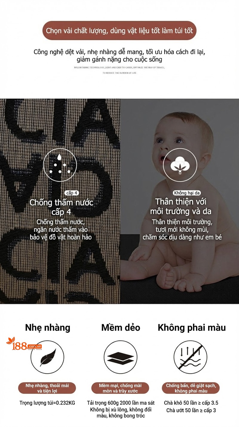 Túi Đeo Chéo Nữ Vải Canvas Dáng Túi Kẹp Nách, Túi Ngực Nhỏ Màu Đen, Be chi tiết 4