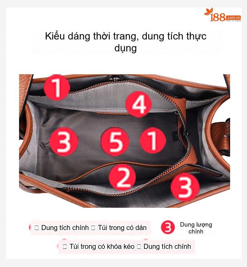Túi Đeo Chéo Nữ Vải Canvas Kẻ Ô Vuông Phối Da Bò Màu Caramel, Nâu, Đen chi tiết 8