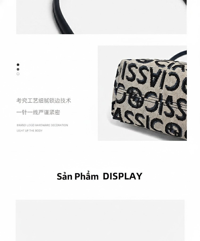 Túi Đeo Chéo Nữ Vải Canvas Kiểu Túi Rút Mini Đeo Vai Đựng Điện Thoại Họa Tiết Chữ Màu Be, Đen chi tiết 14