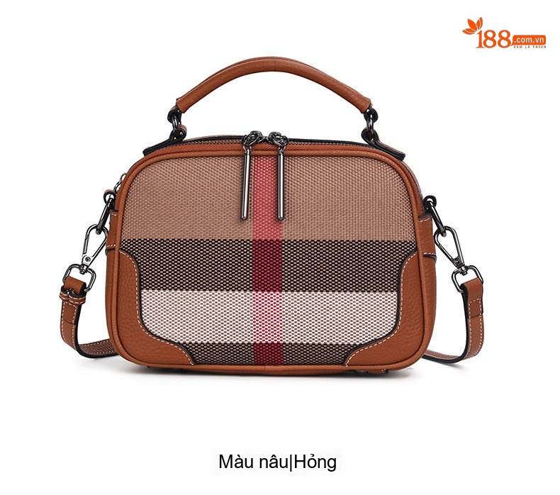 Túi Đeo Chéo Nữ Vải Canvas Phối Da Xách Tay Thời Trang chi tiết 5