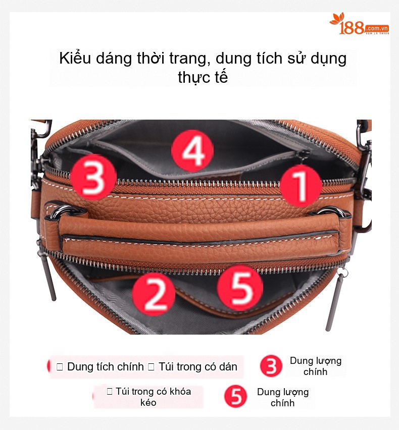 Túi Đeo Chéo Nữ Vải Canvas Phối Da Xách Tay Thời Trang chi tiết 8