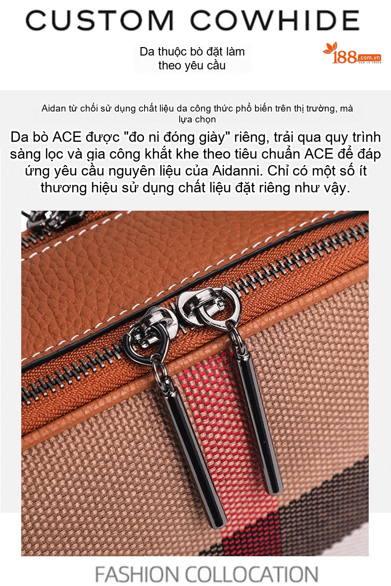 Túi Đeo Chéo Nữ Vải Canvas Phối Da Xách Tay Thời Trang chi tiết 10