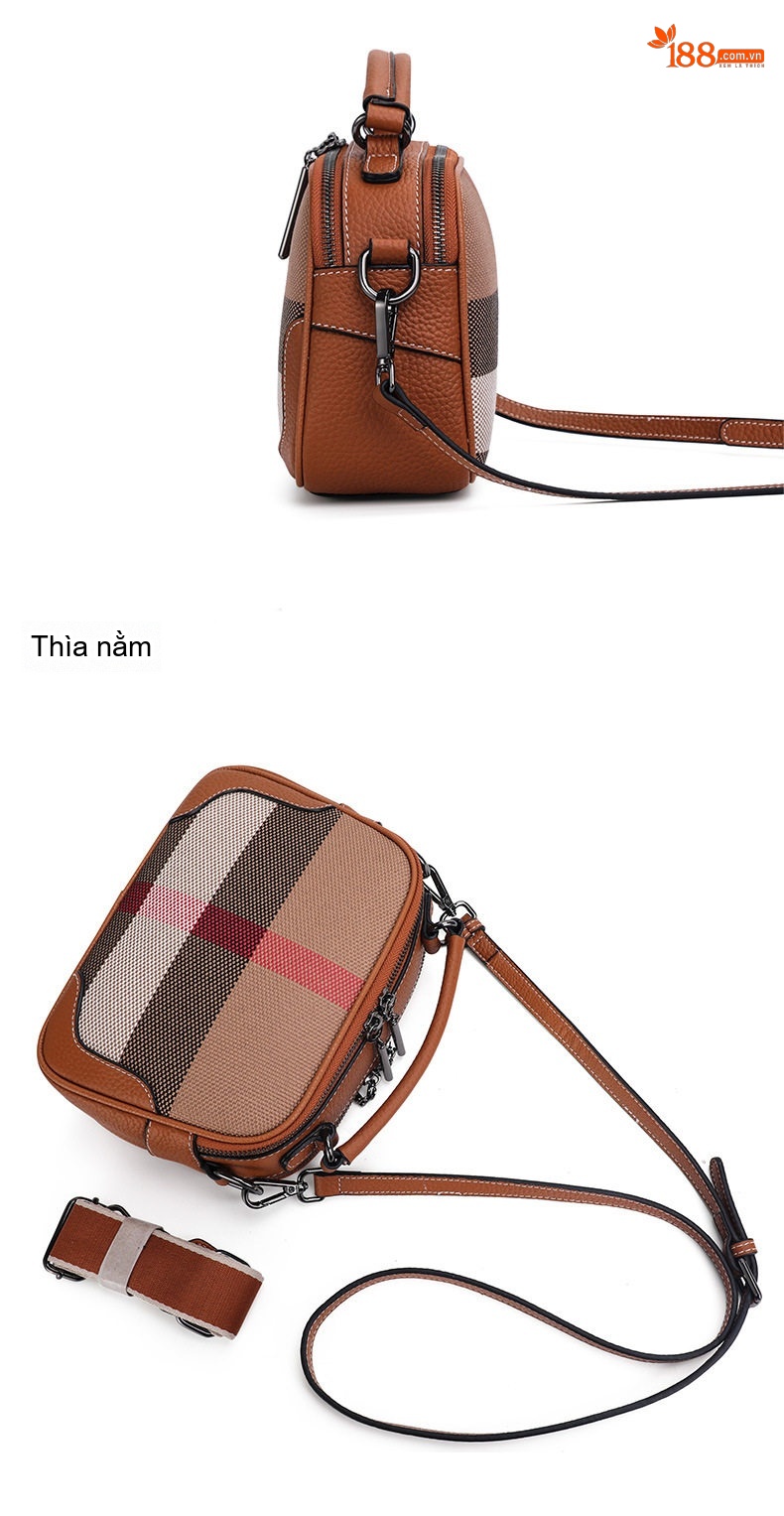 Túi Đeo Chéo Nữ Vải Canvas Phối Da Xách Tay Thời Trang chi tiết 14