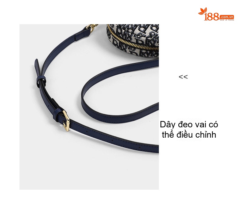 Túi Đeo Chéo Nữ Vải Canvas Túi Đeo Hông Mini Họa Tiết Chữ Màu Trắng, Xanh Navy chi tiết 8