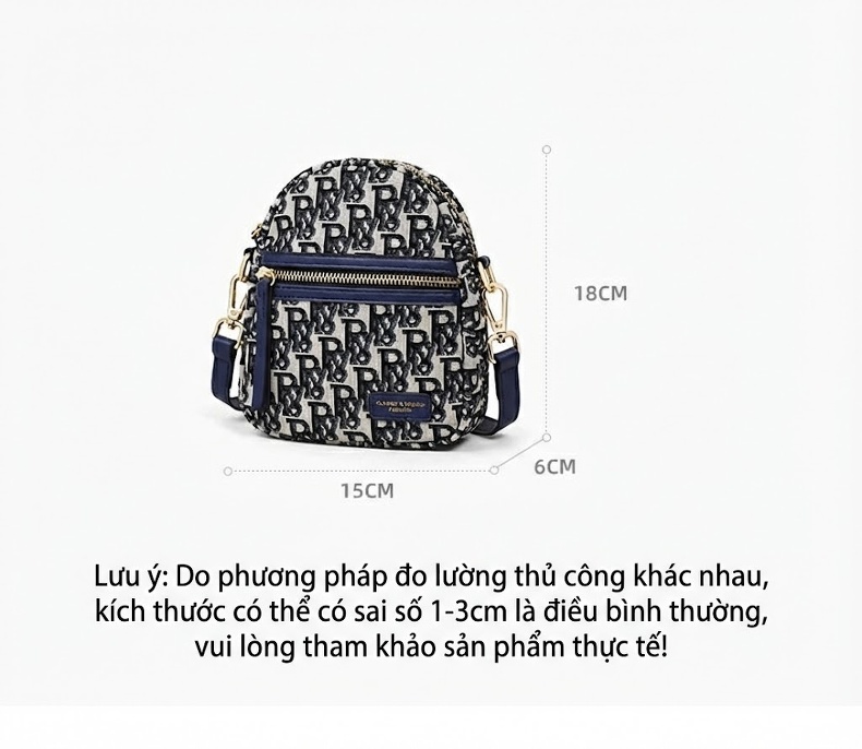 Túi Đeo Chéo Nữ Vải Canvas Túi Đeo Hông Mini Họa Tiết Chữ Màu Trắng, Xanh Navy chi tiết 10