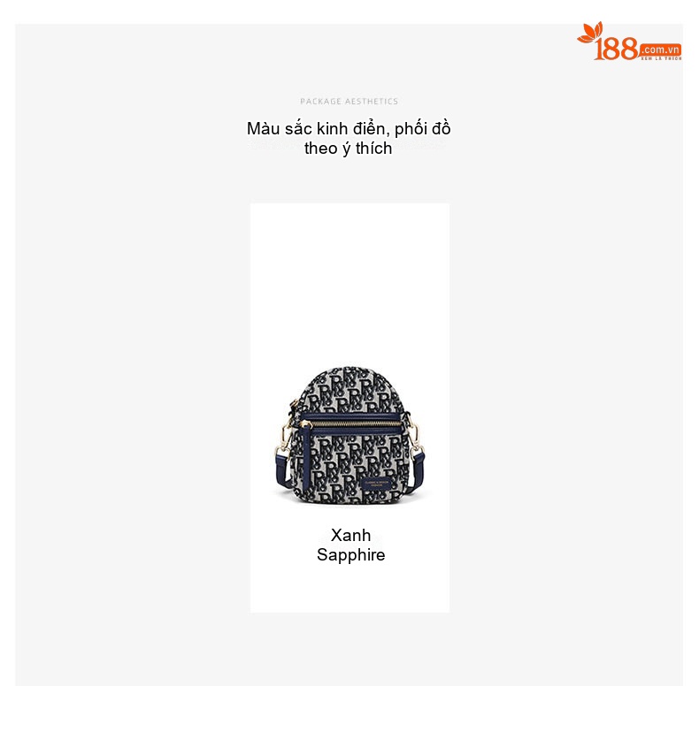 Túi Đeo Chéo Nữ Vải Canvas Túi Đeo Hông Mini Họa Tiết Chữ Màu Trắng, Xanh Navy chi tiết 11