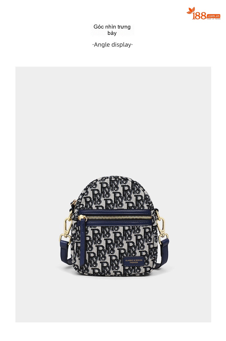 Túi Đeo Chéo Nữ Vải Canvas Túi Đeo Hông Mini Họa Tiết Chữ Màu Trắng, Xanh Navy chi tiết 17
