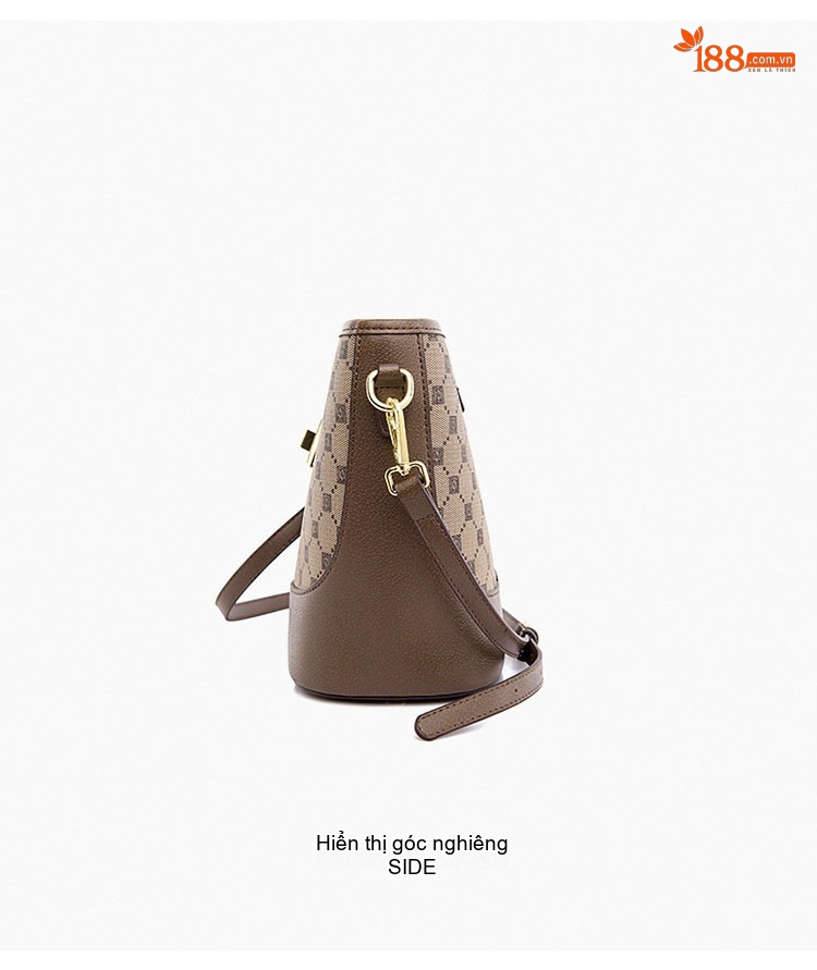 Túi Đeo Chéo Nữ Vải In Họa Tiết Bucket Đựng Vừa A4 Phong Cách Thời Trang Màu Nâu chi tiết 21