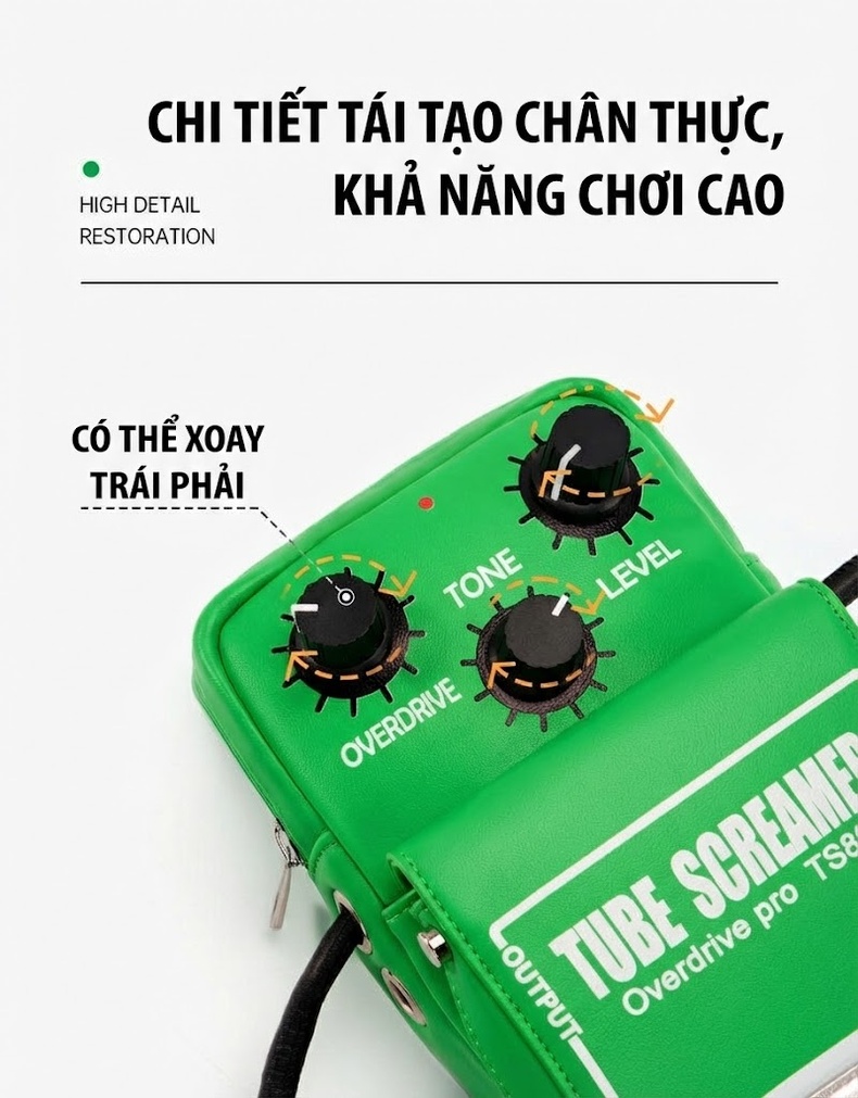Túi Đeo Chéo OSOCE Hình Pedal Hiệu Ứng Guitar Điện Chống Thấm Nước Màu Vàng, Trắng, Xanh Lá chi tiết 3