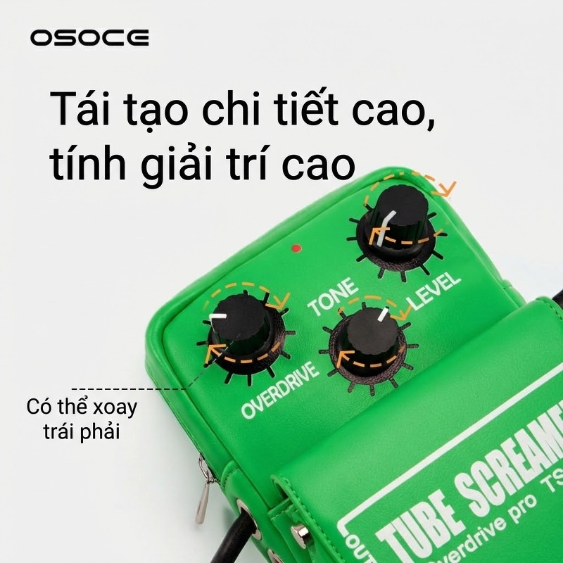 Túi Đeo Chéo OSOCE Hình Pedal Hiệu Ứng Guitar Điện Chống Thấm Nước Màu Vàng, Trắng, Xanh Lá