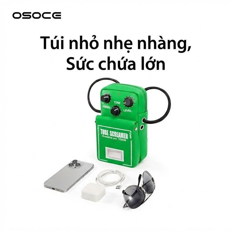 Túi Đeo Chéo OSOCE Hình Pedal Hiệu Ứng Guitar Điện Chống Thấm Nước Màu Vàng, Trắng, Xanh Lá