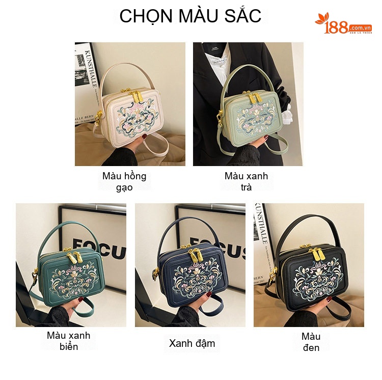 Túi Đeo Chéo Thiết Kế Cao Cấp Phong Cách Trung Hoa Thêu Tay Túi Xách Tay Thời Trang Đeo Vai Hình Hộp Nhỏ chi tiết 4