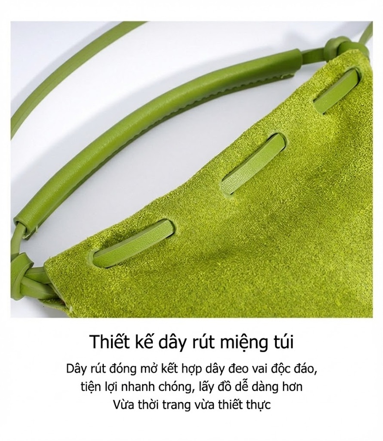 Túi Đeo Chéo Thiết Kế Cổ Điển Da Mờ Túi Xách Tay Mini Đa Năng Túi Đeo Vai Vân Gợn Sóng Màu Vàng, Xanh Lá, Đỏ chi tiết 13
