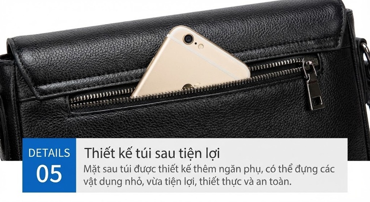 Túi Đeo Chéo/Túi Cầm Tay Nam Đa Năng Da Bò Màu Đen chi tiết 21