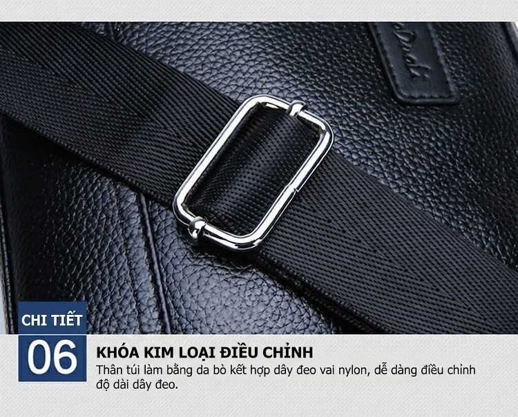 Túi Đeo Chéo/Túi Cầm Tay Nam Đa Năng Da Bò Màu Đen chi tiết 22