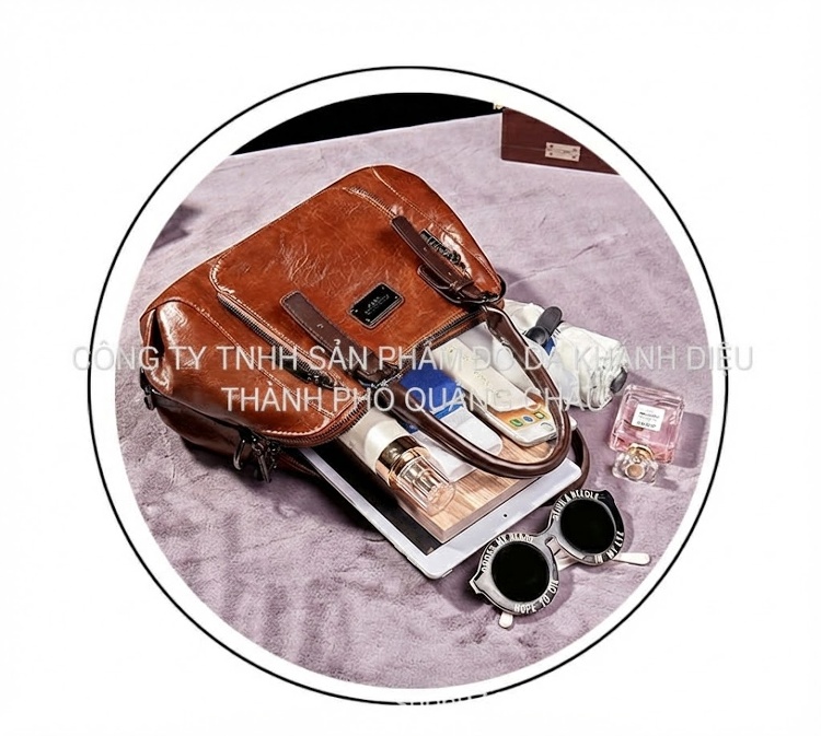 Túi Đeo Chéo/Túi Xách Tay Nữ Da Bóng Retro Phong Cách Châu Âu, Mỹ, Nhiều Ngăn Lớn Màu Nâu chi tiết 2