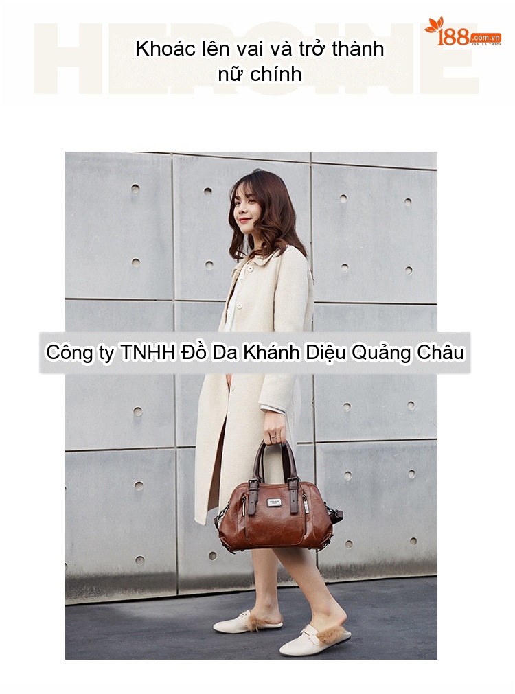 Túi Đeo Chéo/Túi Xách Tay Nữ Da Bóng Retro Phong Cách Châu Âu, Mỹ, Nhiều Ngăn Lớn Màu Nâu chi tiết 6