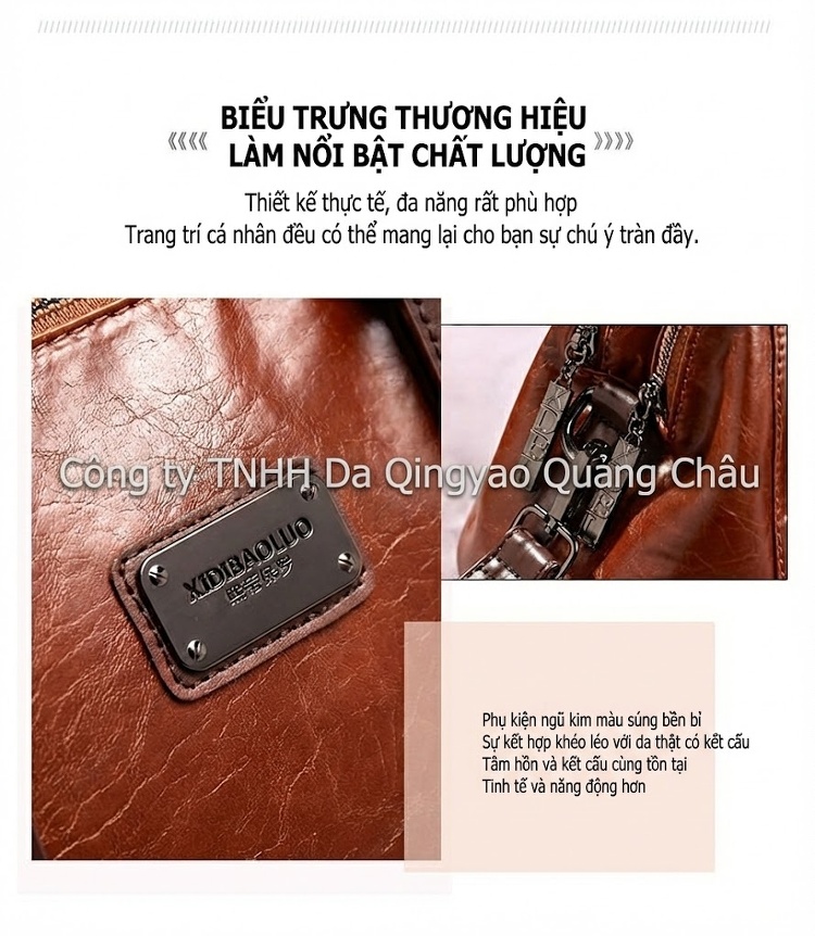 Túi Đeo Chéo/Túi Xách Tay Nữ Da Bóng Retro Phong Cách Châu Âu, Mỹ, Nhiều Ngăn Lớn Màu Nâu chi tiết 10