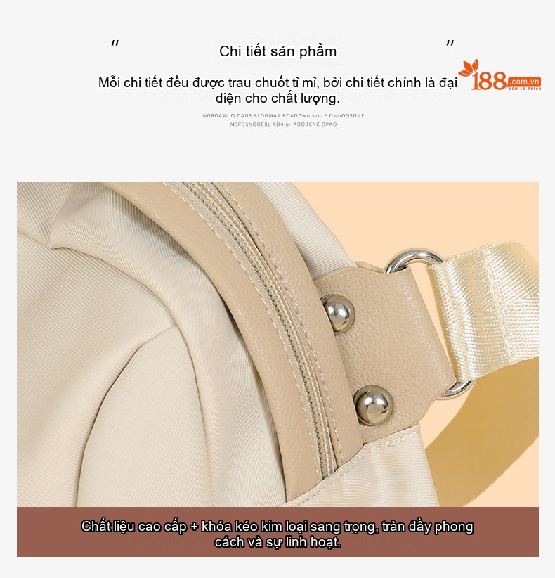 Túi Đeo Chéo Vải Canvas Đeo Vai Thời Trang Màu Đen chi tiết 12