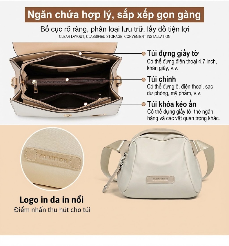 Túi Đeo Chéo Vải Canvas Đeo Vai Thời Trang Màu Đen chi tiết 7