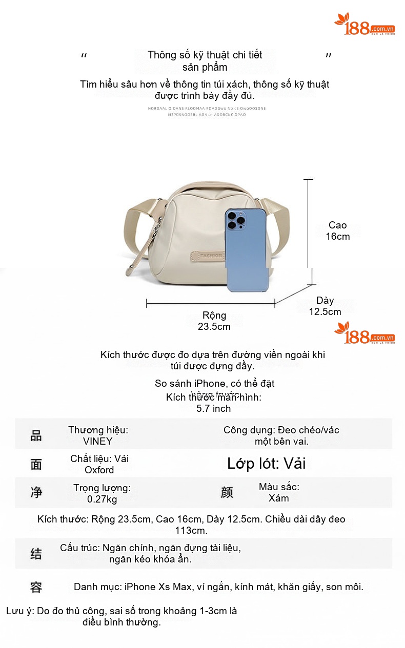 Túi Đeo Chéo Vải Canvas Đeo Vai Thời Trang Màu Đen chi tiết 9