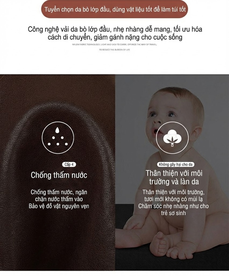 Túi Đeo Chéo/Xách Tay Nữ Da Bò Sức Chứa Lớn Màu Nâu chi tiết 4