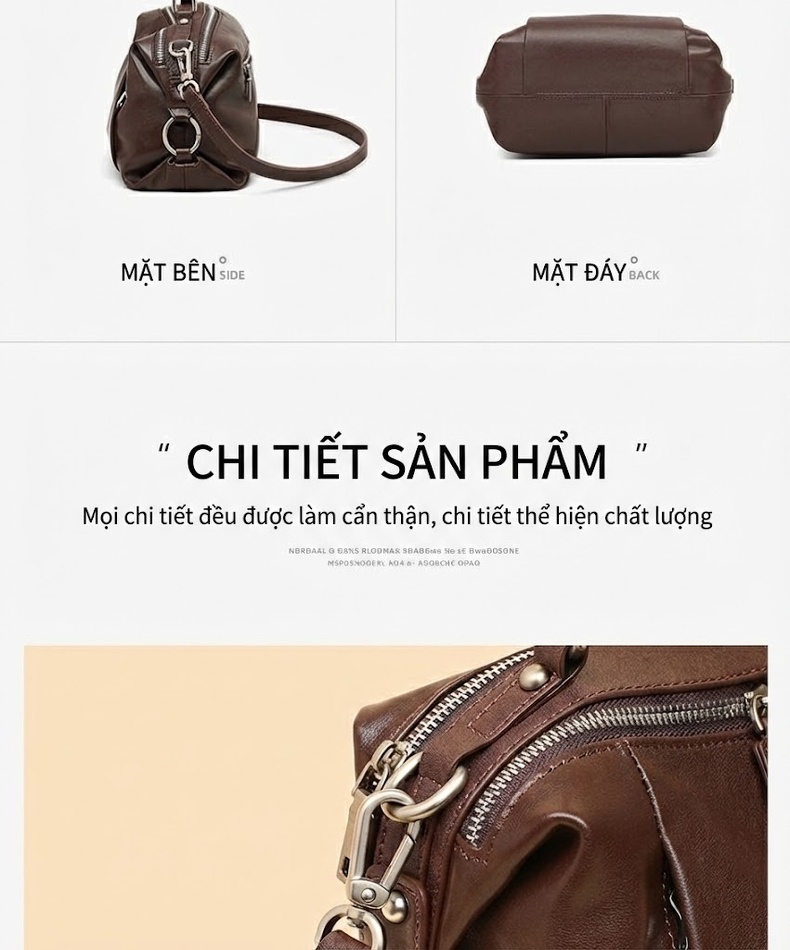 Túi Đeo Chéo/Xách Tay Nữ Da Bò Sức Chứa Lớn Màu Nâu chi tiết 12