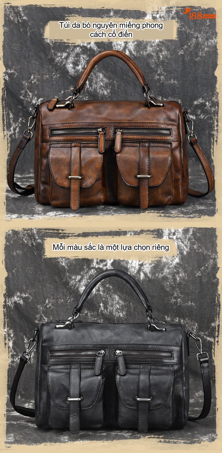 Túi Đeo Chéo/Xách Tay Nữ Da Bò Vintage chi tiết 1