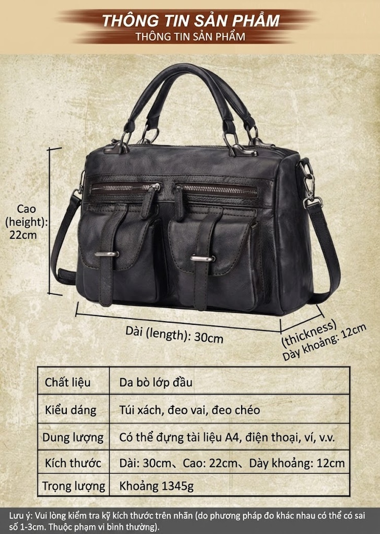 Túi Đeo Chéo/Xách Tay Nữ Da Bò Vintage chi tiết 2