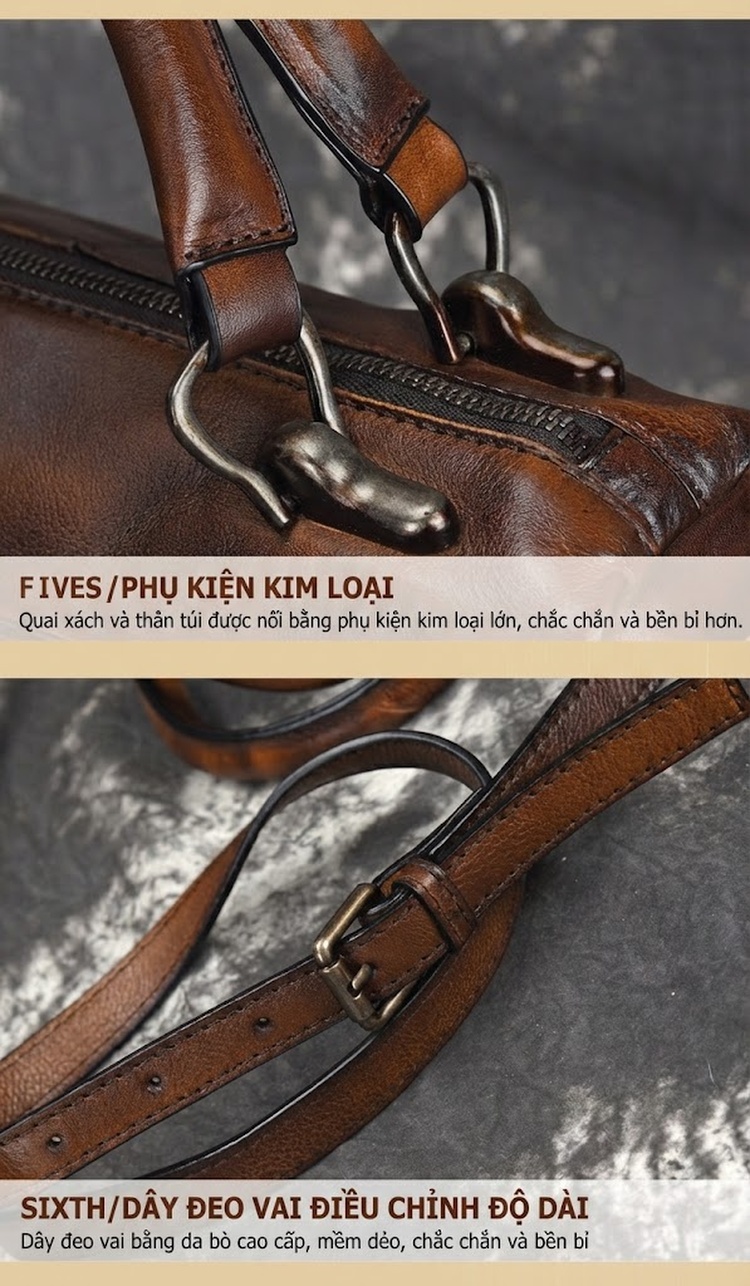 Túi Đeo Chéo/Xách Tay Nữ Da Bò Vintage chi tiết 13