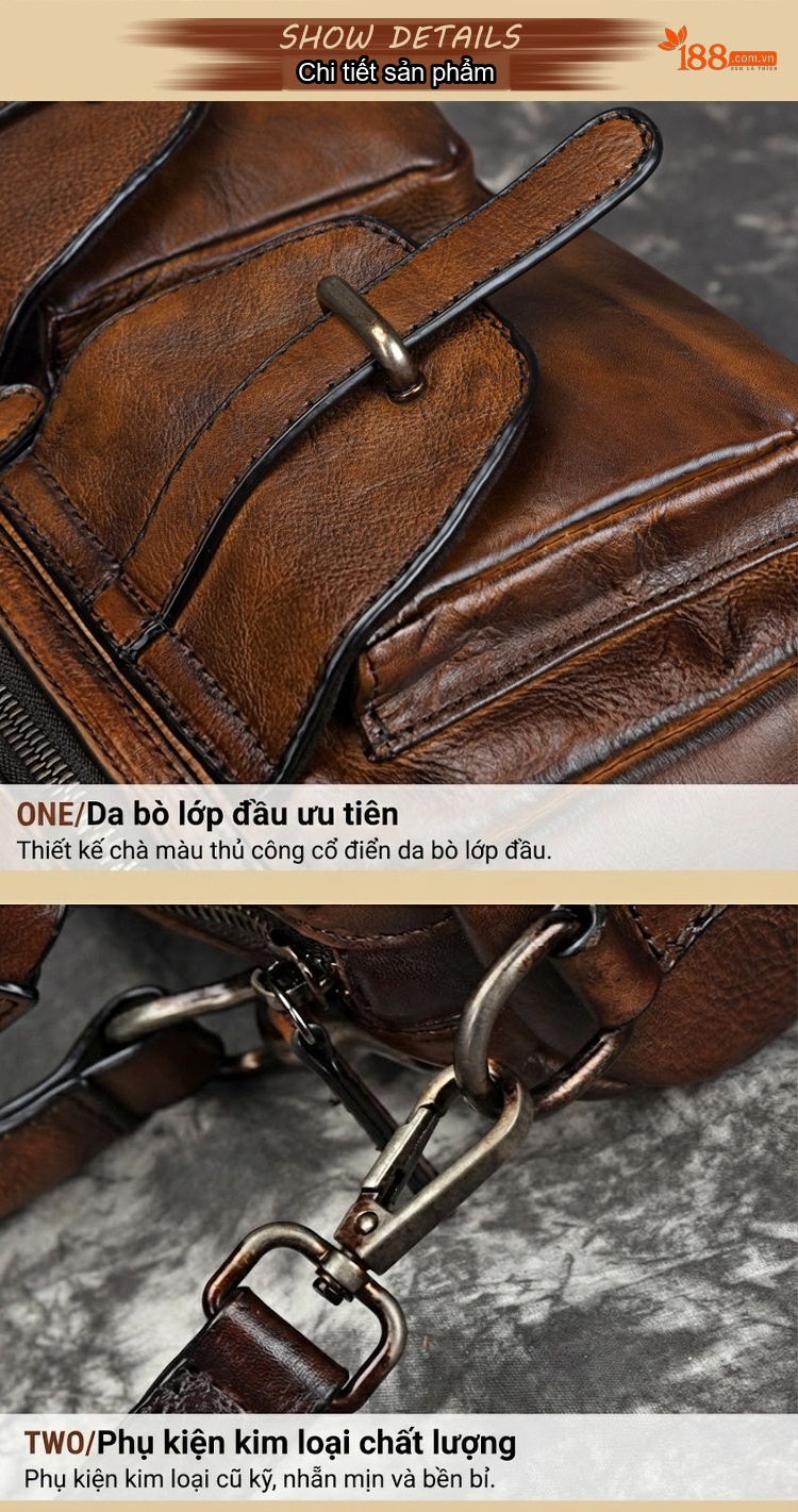 Túi Đeo Chéo/Xách Tay Nữ Da Bò Vintage chi tiết 11