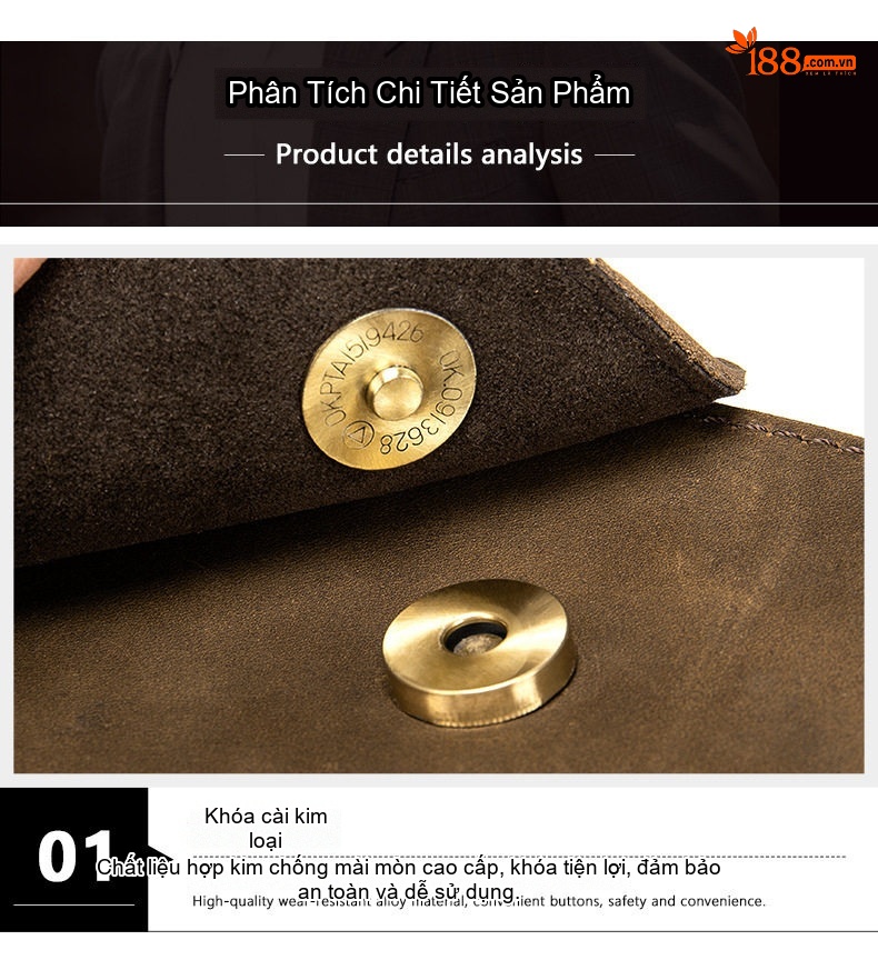 Túi Đeo Hông/Bụng Nam Da Mờ Đa Năng Dung Tích Lớn Màu Nâu chi tiết 11
