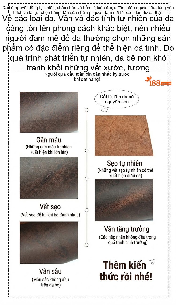 Túi Đeo Hông/Đeo Chéo Nam Da Bò Lớp Đầu Tiên Phong Cách Retro, Thể Thao, Du Lịch - Màu Nâu chi tiết 2