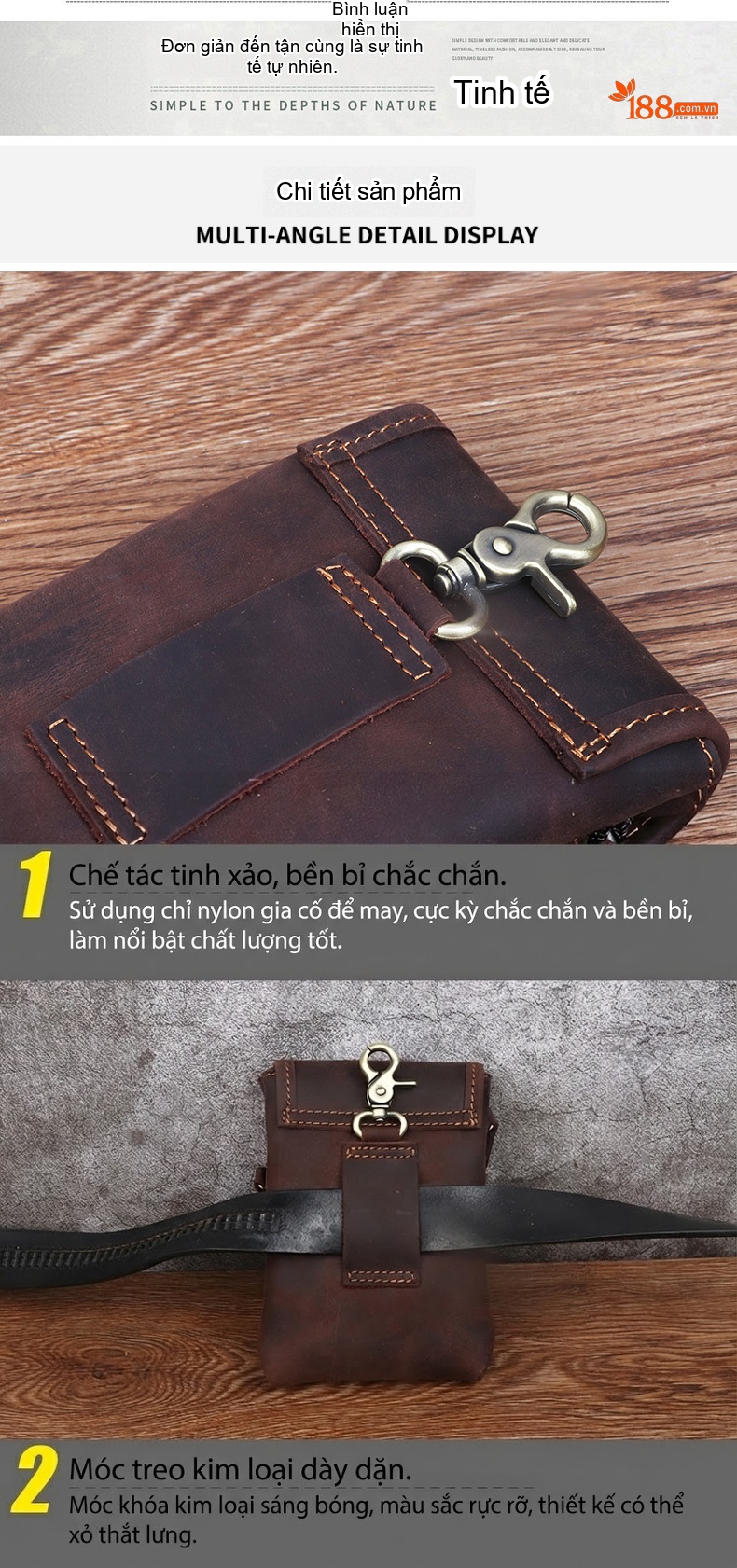 Túi Đeo Hông Điện Thoại Da Bò Madhorse Thắt Lưng Cổ Điển 6 Inch Màu Nâu Vàng, Nâu Đậm chi tiết 16